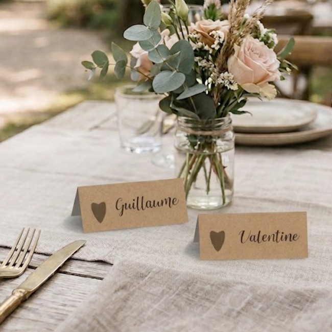 Marque-Places personnalisé motif petit coeur perforé - EP4