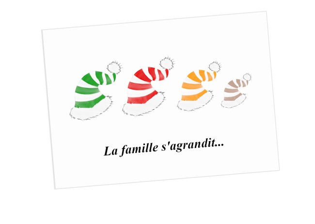 Carte annonce grossesse Personnalisée - Bonnets de noël - La famille s'agrandit - ep6