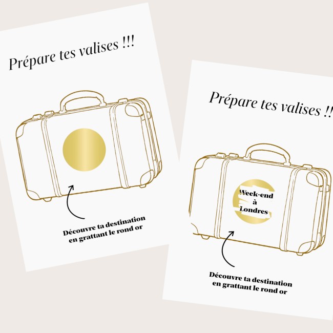 CARTE A GRATTER SURPRISE -  DESTINATION VOYAGE SURPRISE - PREPARE TES VALISES - EPA