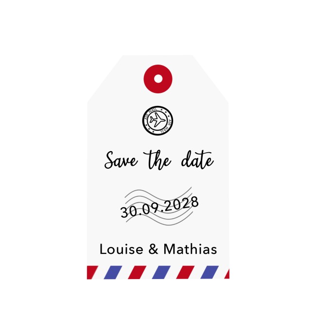 Save the date - Faire-part de mariage thème Voyage/Destination, style Billet avion -EPA