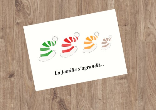 Carte annonce grossesse Personnalisée - Bonnets de noël - La famille s'agrandit - ep4
