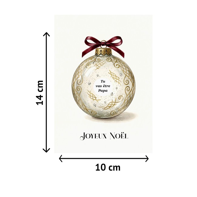Carte à Gratter Personnalisée – Annonce grossesse Surprise - Motif Boule de Noël - EP6