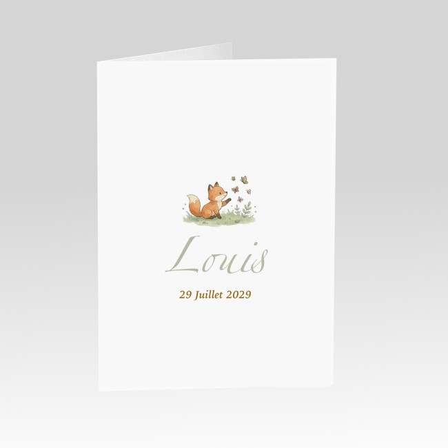 Faire-part de Naissance - Style Rétro poétique - Motifs petits renards - EP1