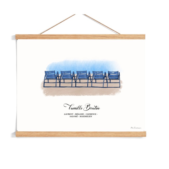 Affiche Famille Personnalisée – Les Chaises Bleues de Nice - EP3