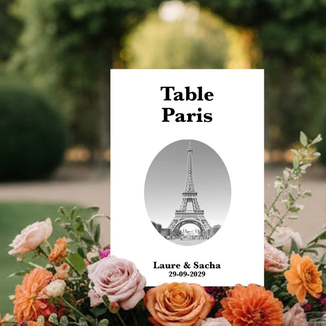 Carte Nom de table personnalisée Villes du monde - Photo Noir et blanc - Monument célèbre - EPA Carte Nom de table personnalisée Villes du monde - Photo Noir et blanc - Monument célèbre - EPA