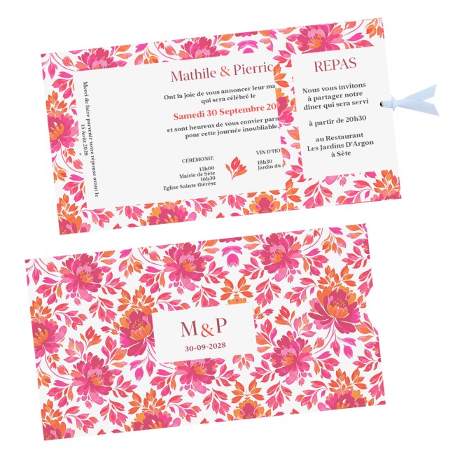 Faire-part, invitation pour mariage style Folk art, Romantic folk _ EP8