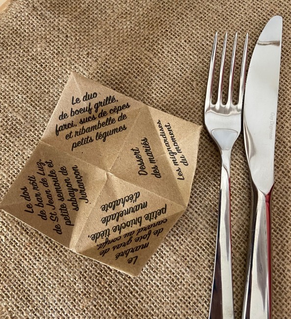 Menu individuel Cocotte Origami – Thème Champêtre & Ludique – Papier Kraft Naturel - EPE