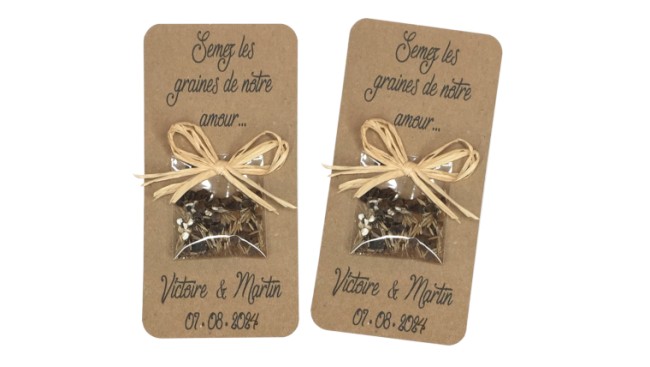 Cadeaux invités personnalisés - Graines à semer - Mariage thème champêtre - Kraft et Raphia - EPD