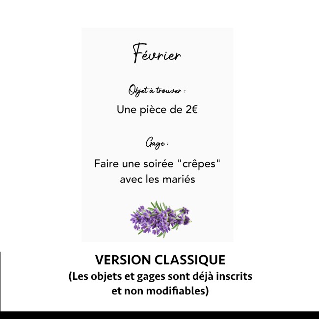 Jeu des 12 mois - Gages mariage, Animation mariage - Mariage style Provençal - Thème Lavande - ep5