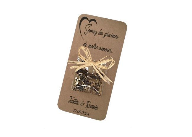 Cadeaux invités personnalisés - Graines a semer - Mariage thème champêtre - Motif Coeur - EPD