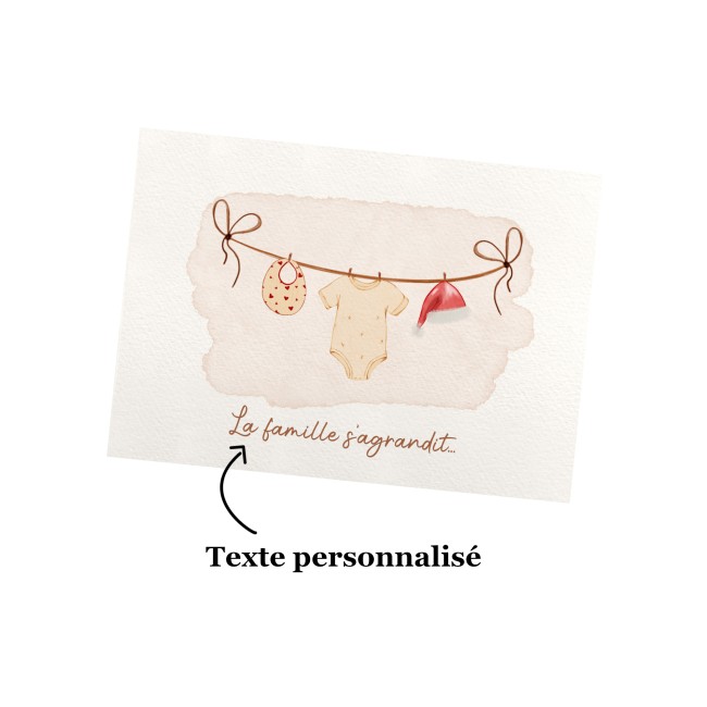 Carte annonce grossesse avec texte personnalisée - Cadeau de Noël original- Motifs vintages - ep6