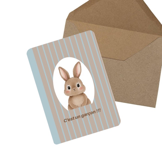 Carte Annonce sexe de bébé - Motif Petit lapin - EP4