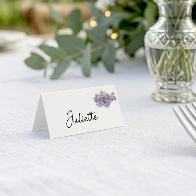 Marque-Place pour Mariage style provençal - Motif Lavande - EPA
