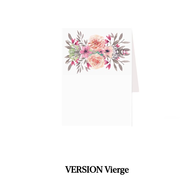 Marque-place mariage Blanc – Motif Bouquet Aquarelle – Décoration florale et poétique - EP2