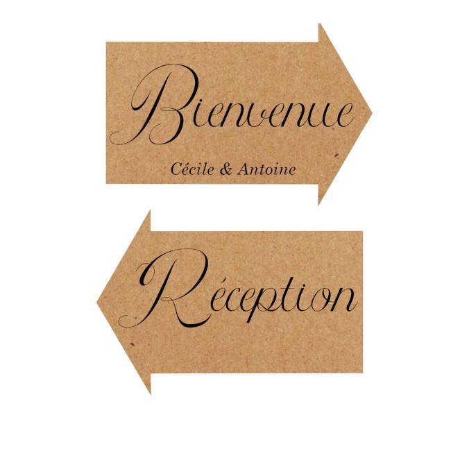 Affiches Flèches directionnelles pour mariage ou anniversaire - Décoration de mariage champêtre - Kraft - EP2