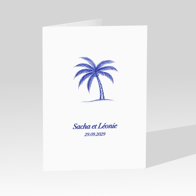 Faire-part de mariage - Invitation mariage motif Palmier Bleu - Chic Azuréen - EP1