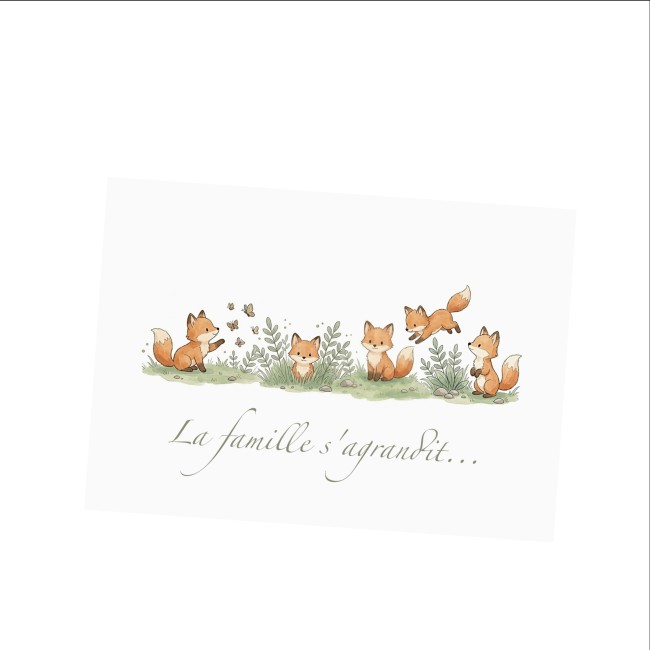 Carte annonce grossesse originale - La famille s'agrandit - Petits renards - EPE Carte annonce grossesse originale - La famille s'agrandit - Petits renards - EPE