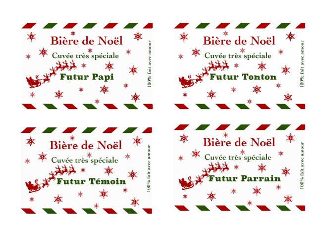 Etiquette autocollante personnalisée pour bouteille de Bière  - Cadeau de Noël original - Annonce grossesse, Demande parrain, témoin. ep3