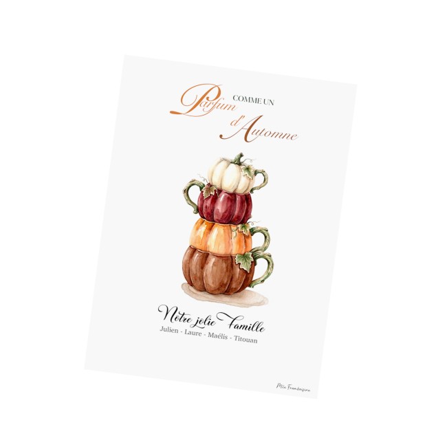 Affiche Famille Tasse Citrouille Automne | Mlle Framboisine - EP4