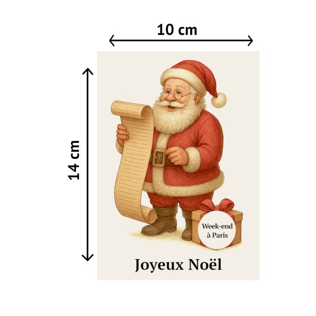 Carte à gratter personnalisée pour message surprise -Cadeau surprise, Voyage surprise - Motif Vintage Père Noël - EPD