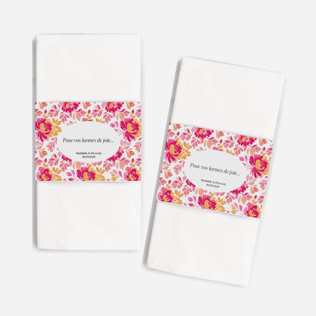 Mouchoir cérémonie, Larme de joie pour mariage thème Botanique romantique, bohème, Modèle Romantic Folk -EPB