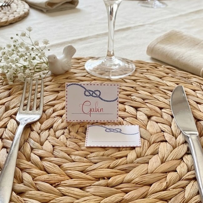 Marque-Places personnalisé thème marin - Motif Noeud Marin - EP2