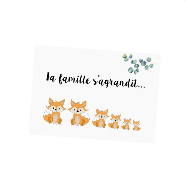 Carte Annonce grossesse personnalisée - Petits renards - Carte Annonce grossesse personnalisée - Petits renards -