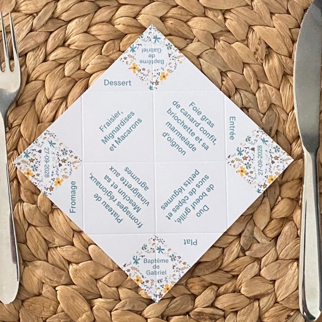 Menu individuel mini origami cocotte en papier  - Motif petites fleurs liberty _ EPB