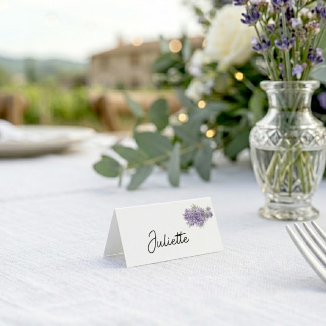 Marque-Place pour Mariage style provençal - Motif Lavande - EPB