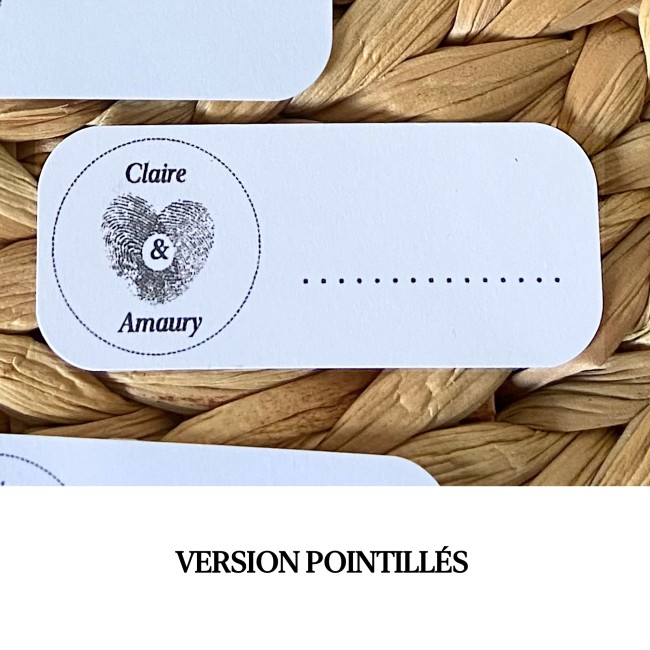Marque-Places personnalisé  - Kraft naturel ou Blanc- Motif Empreinte coeur - EP56