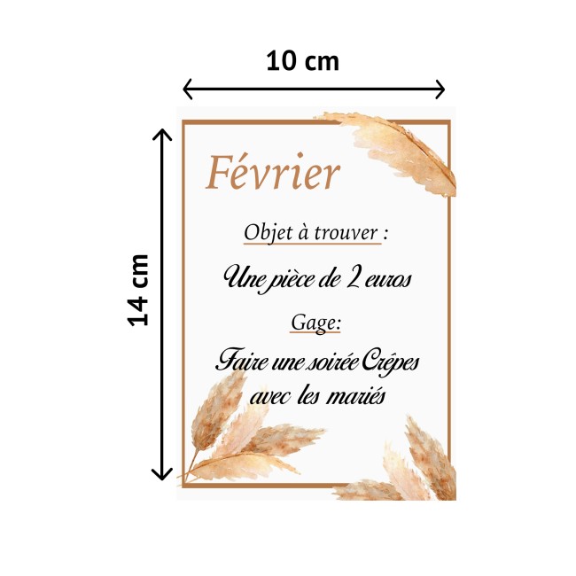 Jeu des 12 mois - Animation mariage - Mariage bohème Motif Herbe de la pampa - ep10