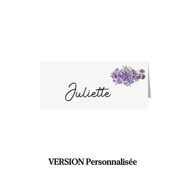 Marque-Place pour Mariage style provençal - Motif Lavande - EPH