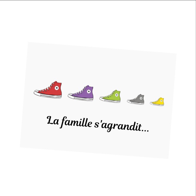 Carte annonce grossesse Personnalisée - La famille s'agrandit - Basket style converse - EP5