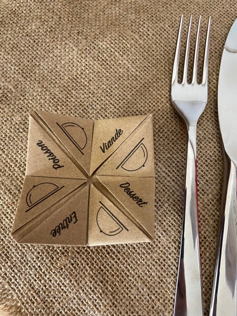 Menu individuel Cocotte Origami – Thème Champêtre & Ludique – Papier Kraft Naturel - EPD