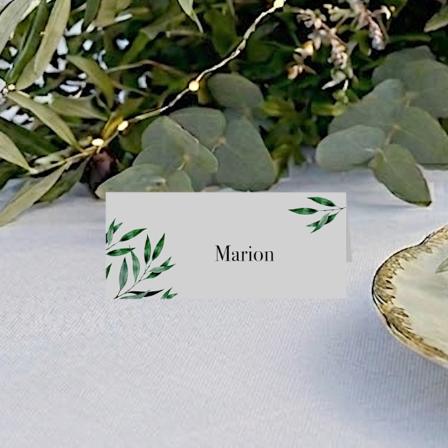 Marque-Place personnalisé - Mariage provençal - Motif Olivier - EP3