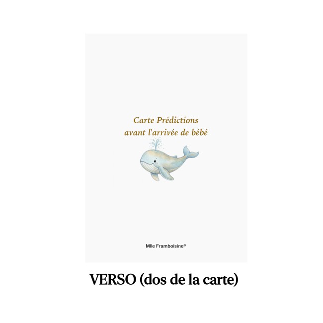 Carte prédiction naissance, Pronostiques, aninmation baby shower et gender reveal - Motif Baleine - EPE Carte prédiction naissance, Pronostiques, aninmation baby shower et gender reveal - Motif Baleine - EPE