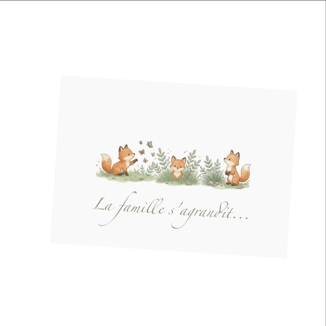 Carte annonce grossesse originale - La famille s'agrandit - Petits renards - EPC Carte annonce grossesse originale - La famille s'agrandit - Petits renards - EPC