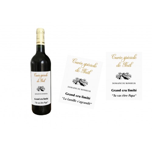 Etiquette autocollante personnalisée pour bouteille - Cadeau de Noël - Annonce grossesse - Annonce mariage Originale - EP3