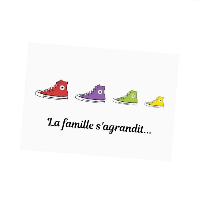 Carte annonce grossesse Personnalisée - La famille s'agrandit - Basket style converse - EP4