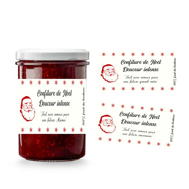 Etiquette autocollante personnalisée pour pot de confiture - Annonce grossesse - Cadeau de Noël - EP1