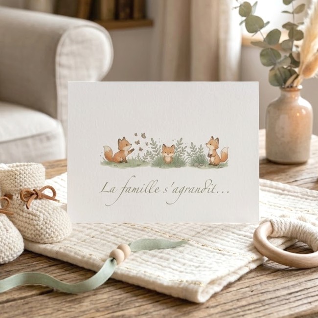Carte annonce grossesse originale - La famille s'agrandit - Petits renards - EPA Carte annonce grossesse originale - La famille s'agrandit - Petits renards - EPA