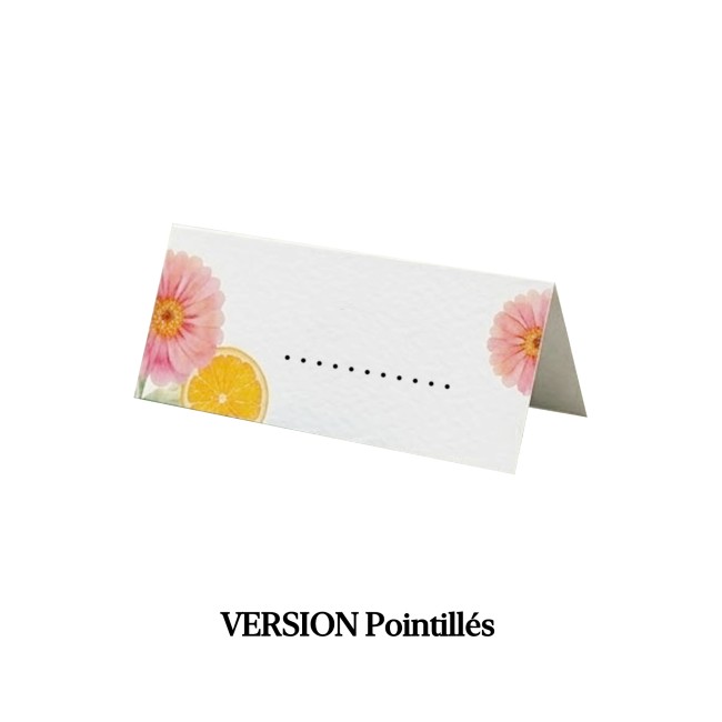 Marque-Place personnalisé pour Mariage Floral, nature - Motif Agrumes, Orange et fleurs colorées - EP5 Marque-Place personnalisé pour Mariage Floral, nature - Motif Agrumes, Orange et fleurs colorées - EP5