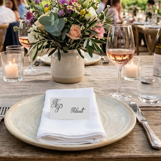 Marque-Places - Mariage Chic et élégant - Initiales calligraphie - EP1 Marque-Places - Mariage Chic et élégant - Initiales calligraphie - EP1