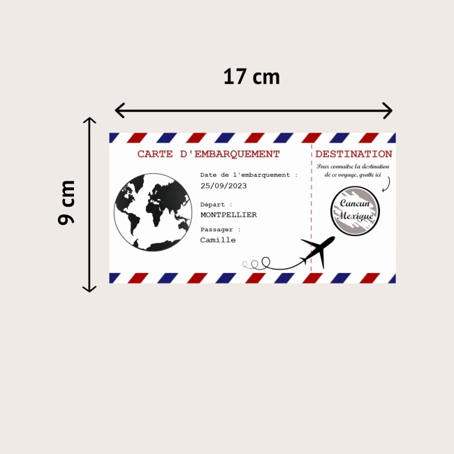 Carte à gratter Destination voyage surprise - Style billet d'avion - EPC