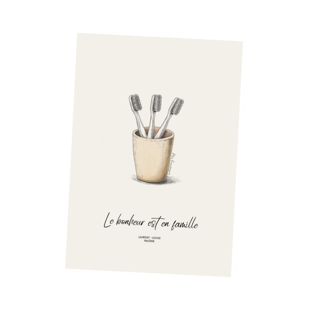 Affiche Portrait de Famille personnalisée - Brosse à dent - Décoration murale pour Salle de bain - EPC Affiche Portrait de Famille personnalisée - Brosse à dent - Décoration murale pour Salle de bain - EPC