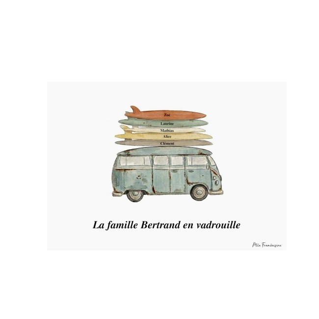 Affiche Famille Personnalisée Van life Surf & Tribu | Mlle Framboisine - EP6 Affiche Famille Personnalisée Van life Surf & Tribu | Mlle Framboisine - EP6