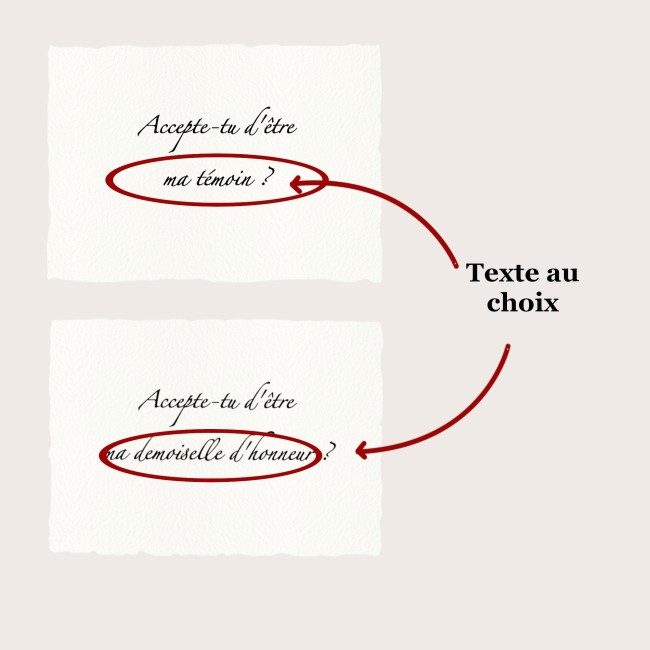 Carte pour Demande de témoin ou Demoiselle d'honneur - Papier aquarelle texturé et contours effets déchirés - EPD