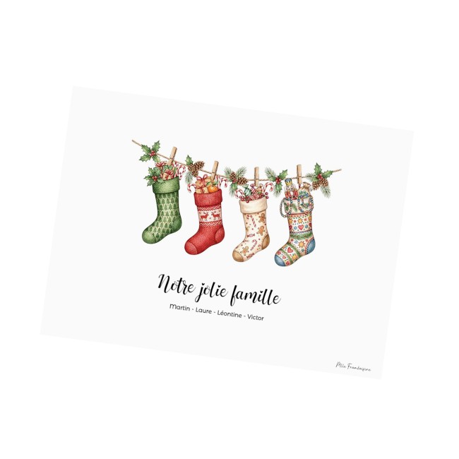 Affiche Famille Personnalisée Chaussettes Noël | Mlle Framboisine - EP4 Affiche Famille Personnalisée Chaussettes Noël | Mlle Framboisine - EP4