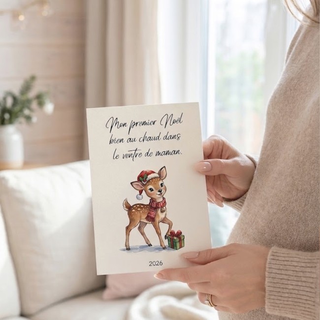 Carte Mon Premier Noël dans le Ventre de Maman | Mlle Framboisine - EP2