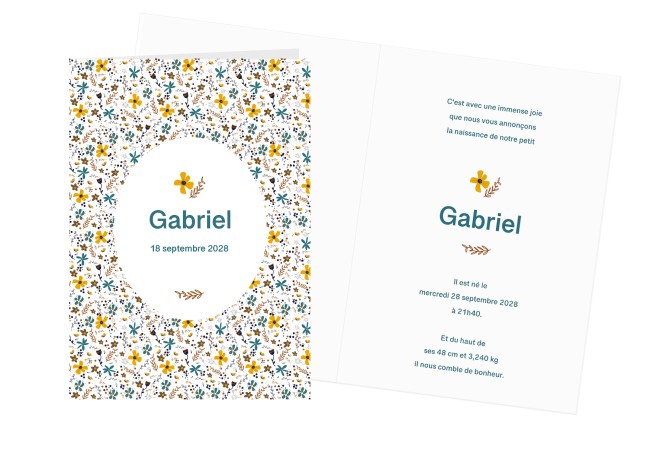 Faire-part de Naissance - Motifs Petites fleurs, liberty - EPC Faire-part de Naissance - Motifs Petites fleurs, liberty - EPC